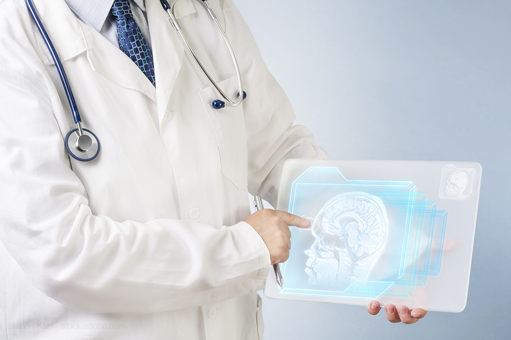 Radiologist holding tablet